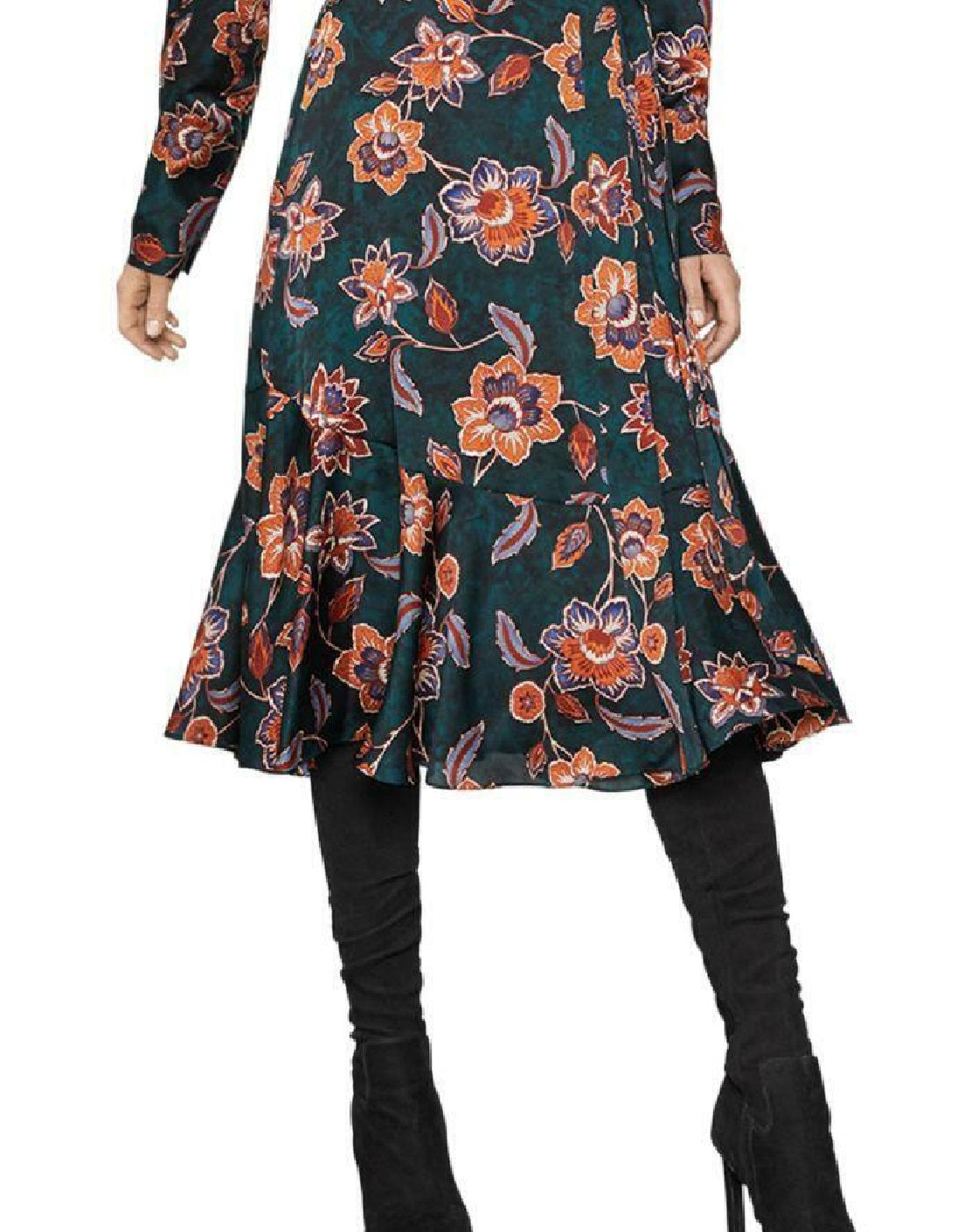 Vestido envelope feminino de cetim georgette floral Bcbgmaxazria, azul, tamanho grande