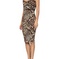 BCBGMAXAZRIA Vestido de malha MIDI com estampa animal feminino marrom tamanho grande