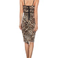 BCBGMAXAZRIA Vestido de malha MIDI com estampa animal feminino marrom tamanho grande