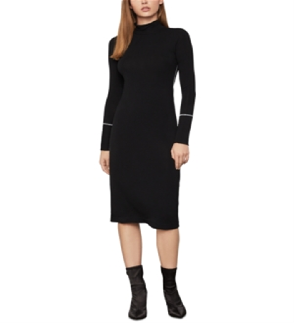 Vestido feminino de gola alta em jersey BCBGMAXAZRIA, preto, tamanho XX-S