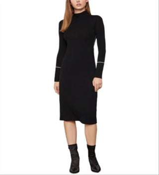 Vestido feminino de gola alta em jersey BCBGMAXAZRIA, preto, tamanho XX-S