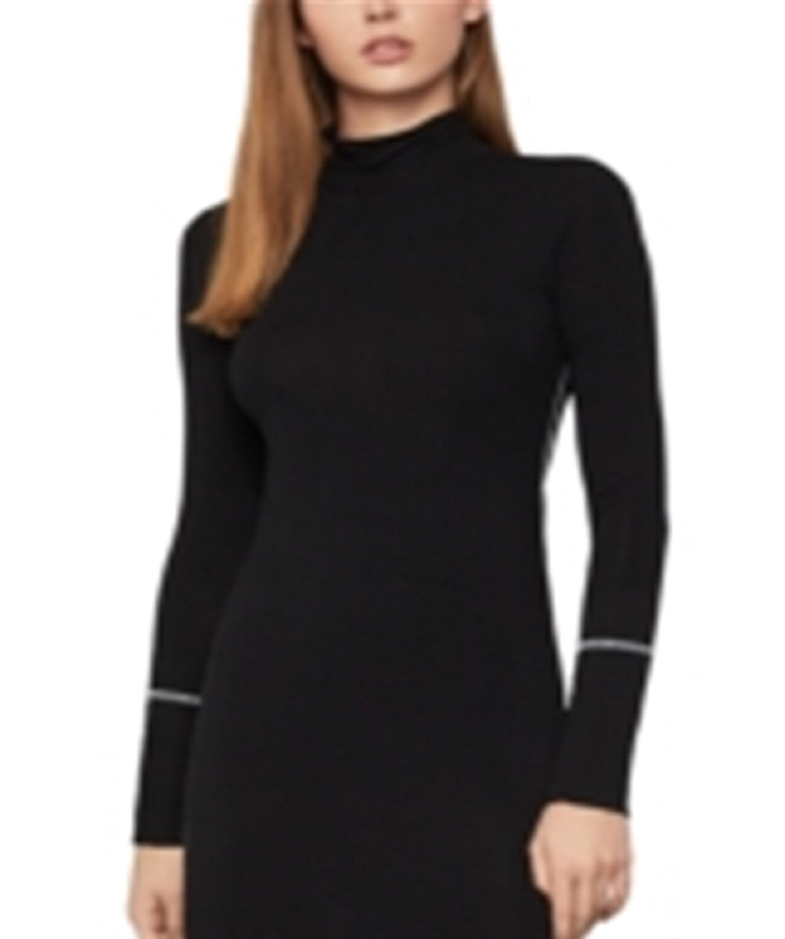 Vestido feminino de gola alta em jersey BCBGMAXAZRIA, preto, tamanho XX-S