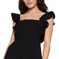 Vestido feminino BCBGeneration com mangas franzidas e decote quadrado, preto, tamanho 2
