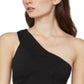 BCBGMAXAZRIA Top curto feminino de um ombro só, preto, tamanho X-S
