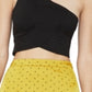 BCBGMAXAZRIA Top curto feminino de um ombro só, preto, tamanho X-S