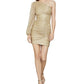 BCBGMAXAZRIA Vestido de coquetel metálico feminino de um ombro, amarelo, tamanho X-S