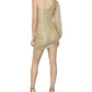 BCBGMAXAZRIA Vestido de coquetel metálico feminino de um ombro, amarelo, tamanho X-S