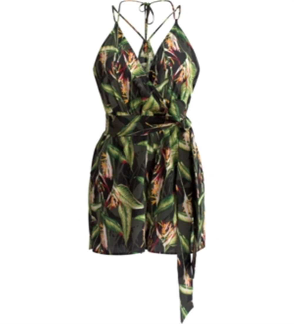 Macacão feminino estampado sobrepeliz BCBGMAXAZRIA verde tamanho X-S