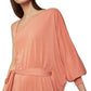 BCBGMAXAZRIA Vestido de coquetel assimétrico de um ombro só feminino, laranja, tamanho médio