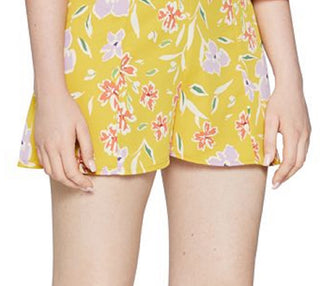 Shorts femininos de cintura alta com estampa floral BCBGeneration, amarelo, tamanho 4