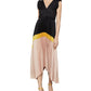BCBGMAXAZRIA Vestido longo feminino plissado colorblock preto tamanho médio