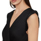 BCBGMAXAZRIA Vestido longo feminino plissado colorblock preto tamanho médio