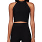 BCBGMAXAZRIA Suéter feminino sem mangas com decote careca e alças finas, preto, tamanho pequeno