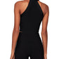 BCBGMAXAZRIA Suéter feminino sem mangas com decote careca e alças finas, preto, tamanho pequeno
