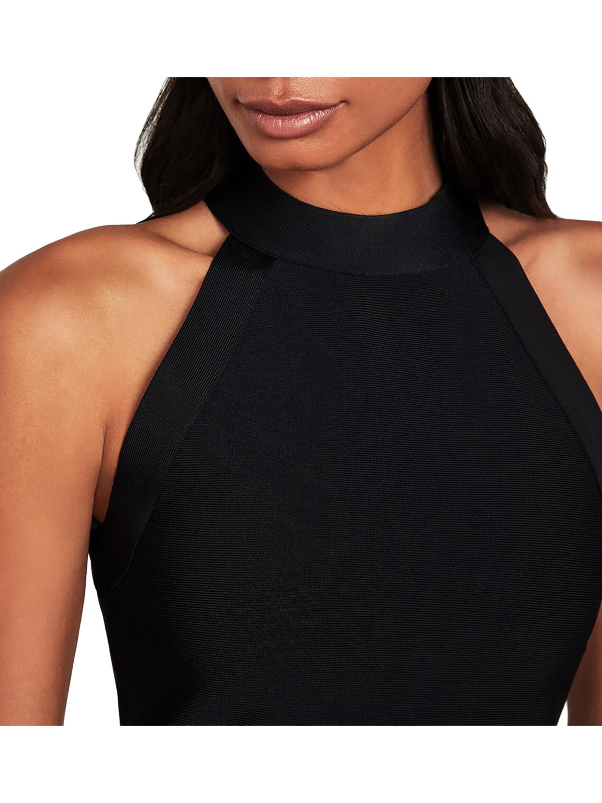 BCBGMAXAZRIA Suéter feminino sem mangas com decote careca e alças finas, preto, tamanho pequeno