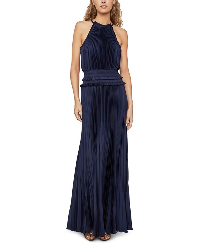 Vestido de noite feminino BCBGMAXAZRIA em cetim azul tamanho X-S
