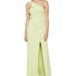 BCBGMAXAZRIA Vestido de noite feminino com um ombro só e recorte verde, tamanho médio