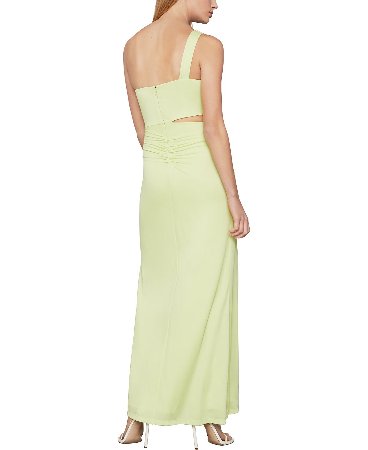 BCBGMAXAZRIA Vestido de noite feminino com um ombro só e recorte verde, tamanho médio