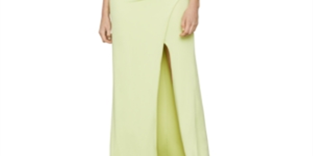 BCBGMAXAZRIA Vestido de noite feminino com um ombro só e recorte verde, tamanho médio