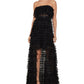 Vestido de tule com babados e sem alças BCBG Max Azria feminino, preto, tamanho 2