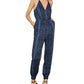 BCBGMAXAZRIA Macacão feminino sem mangas com estampa de cobra, azul, tamanho médio