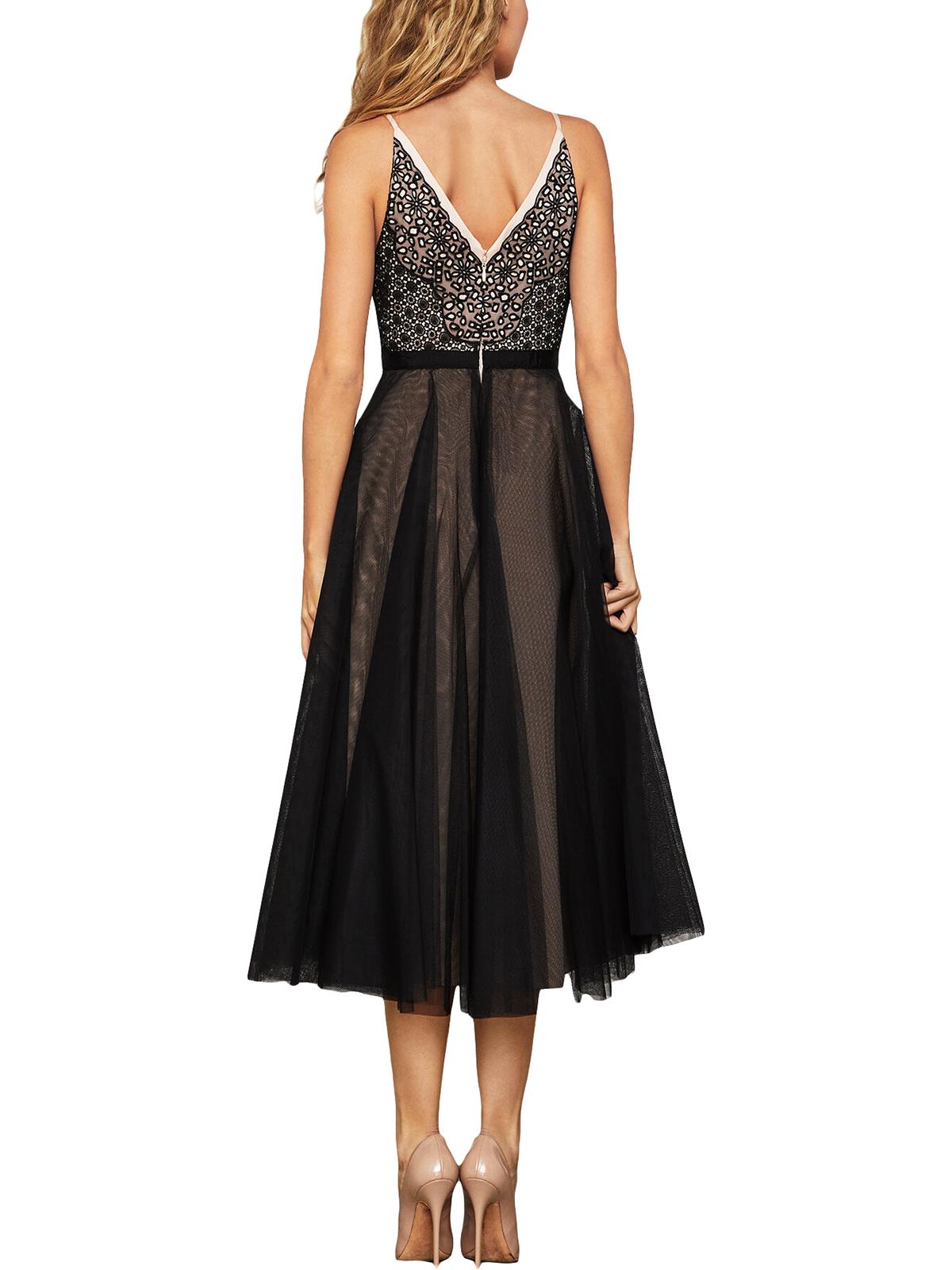 Vestido midi de renda com decote em V e manga curta BCBGMAXAZRIA feminino, rosa, tamanho extrapequeno