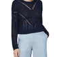 BCBGMAXAZRIA Suéter Feminino de Malha Aberta Azul Tamanho P