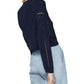 BCBGMAXAZRIA Suéter Feminino de Malha Aberta Azul Tamanho P