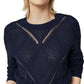 BCBGMAXAZRIA Suéter Feminino de Malha Aberta Azul Tamanho P