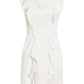 BCBGMAXAZRIA Max Azria Vestido curto sem mangas com babados e decote em V, branco, tamanho 4