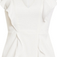 BCBGMAXAZRIA Max Azria Vestido curto sem mangas com babados e decote em V, branco, tamanho 4