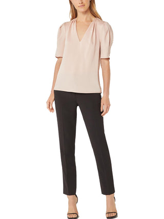 Blusa feminina BCBGMAXAZRIA com mangas bufantes, rosa, tamanho pequeno