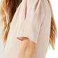 Blusa feminina BCBGMAXAZRIA com mangas bufantes, rosa, tamanho pequeno