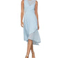 Vestido midi drapeado de chiffon BCBGMAXAZRIA feminino azul tamanho 8