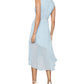 Vestido midi drapeado de chiffon BCBGMAXAZRIA feminino azul tamanho 8