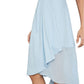 Vestido midi drapeado de chiffon BCBGMAXAZRIA feminino azul tamanho 8