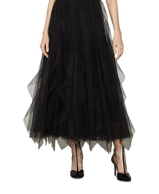 Vestido de tule com decote halter feminino BCBGMAXAZRIA, preto, tamanho 12