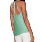 BCBGMAXAZRIA Blusa feminina com amarração nas costas, verde, tamanho médio