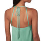 BCBGMAXAZRIA Blusa feminina com amarração nas costas, verde, tamanho médio
