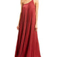 BCBGMAXAZRIA Vestido de noite feminino plissado de um ombro só, vermelho, tamanho extrapequeno