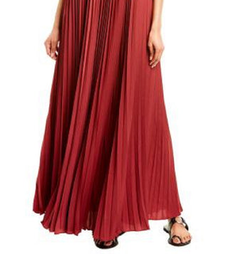BCBGMAXAZRIA Vestido de noite feminino plissado de um ombro só, vermelho, tamanho extrapequeno