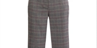 Calça cropped feminina com estampa xadrez BCBGMAXAZRIA, preta, tamanho 6