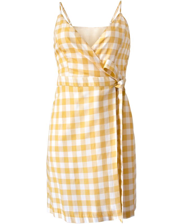 Vestido envelope xadrez feminino BCBGeneration amarelo tamanho médio