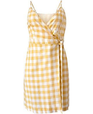 Vestido envelope xadrez feminino BCBGeneration amarelo tamanho médio