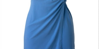 Vestido feminino BCBGeneration sem mangas com sobrepeliz frontal torcido, azul, tamanho pequeno