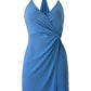 Vestido feminino BCBGeneration sem mangas com sobrepeliz frontal torcida, azul, tamanho extrapequeno