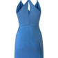 Vestido feminino BCBGeneration sem mangas com sobrepeliz frontal torcida, azul, tamanho extrapequeno
