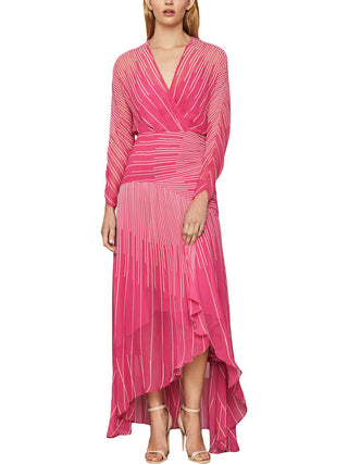 Vestido feminino de chiffon alto e baixo Sunburst BCBGMAXAZRIA, rosa, tamanho 6