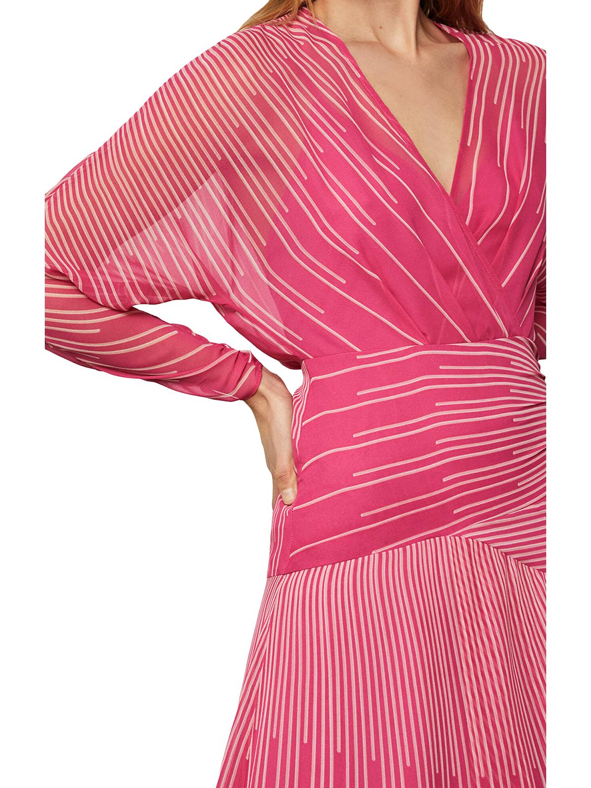 Vestido feminino de chiffon alto e baixo Sunburst BCBGMAXAZRIA, rosa, tamanho 6