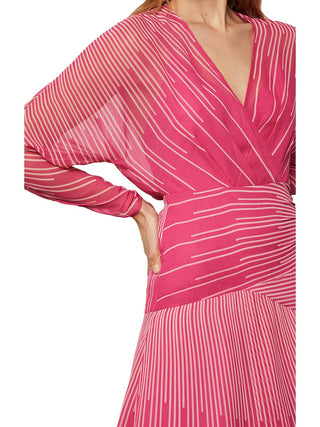 Vestido feminino de chiffon alto e baixo Sunburst BCBGMAXAZRIA, rosa, tamanho 6
